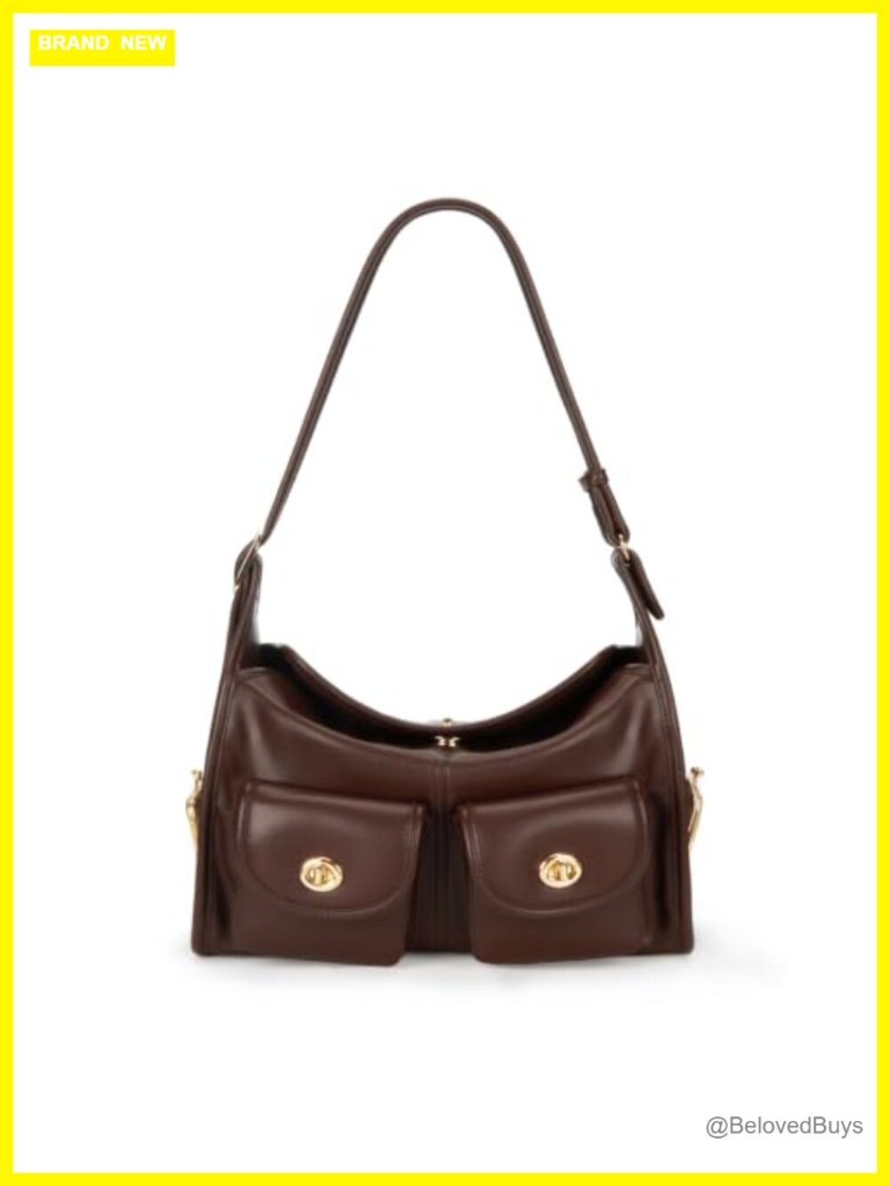 Large Faux Leather Multi-Pocket Hobo Shoulder Bag
